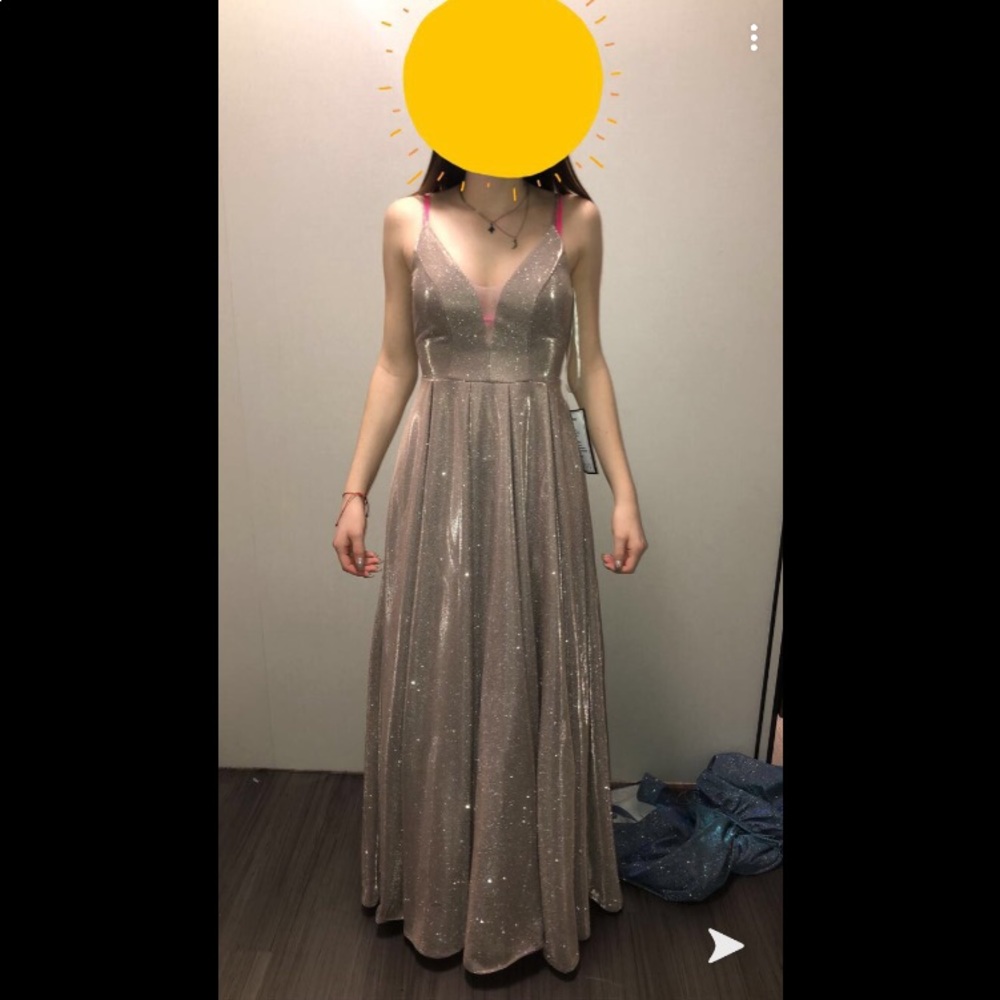 Glitter embroidered prom dress